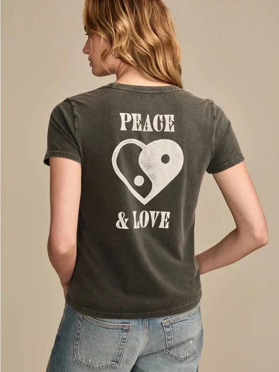 Lucky Brand Ying Yang Heart Classic Crew NWT - Picture 2 of 6